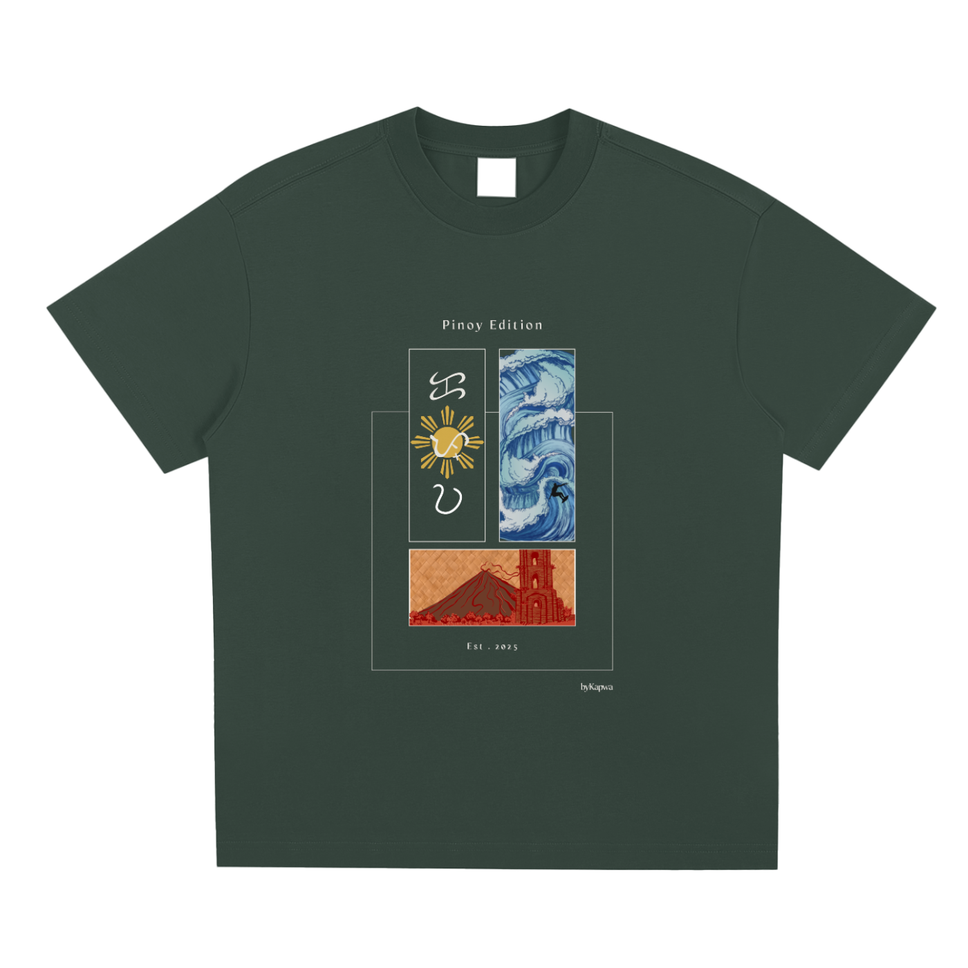 Pinoy Edition,Filipino,Mayon Volcano,Waves,T-Shirt,Tee