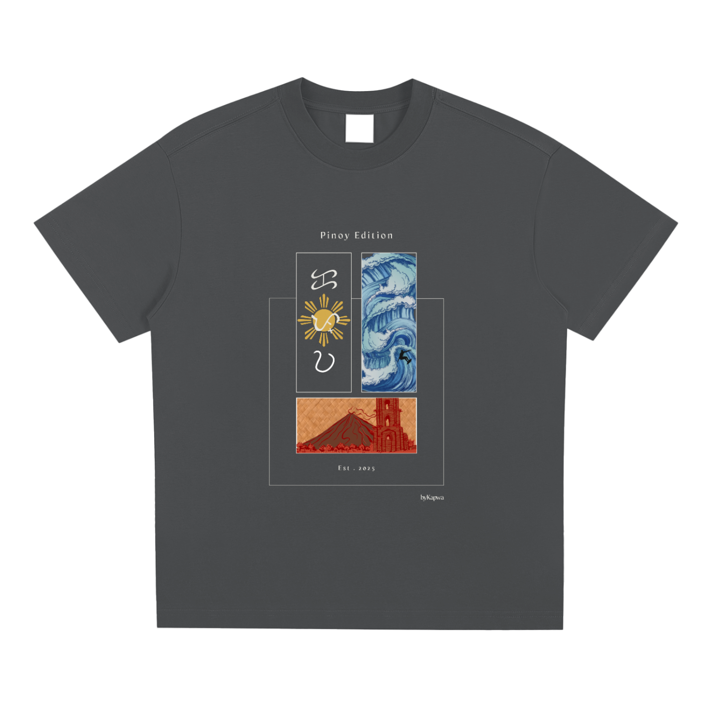 Pinoy Edition,Filipino,Mayon Volcano,Waves,T-Shirt,Tee