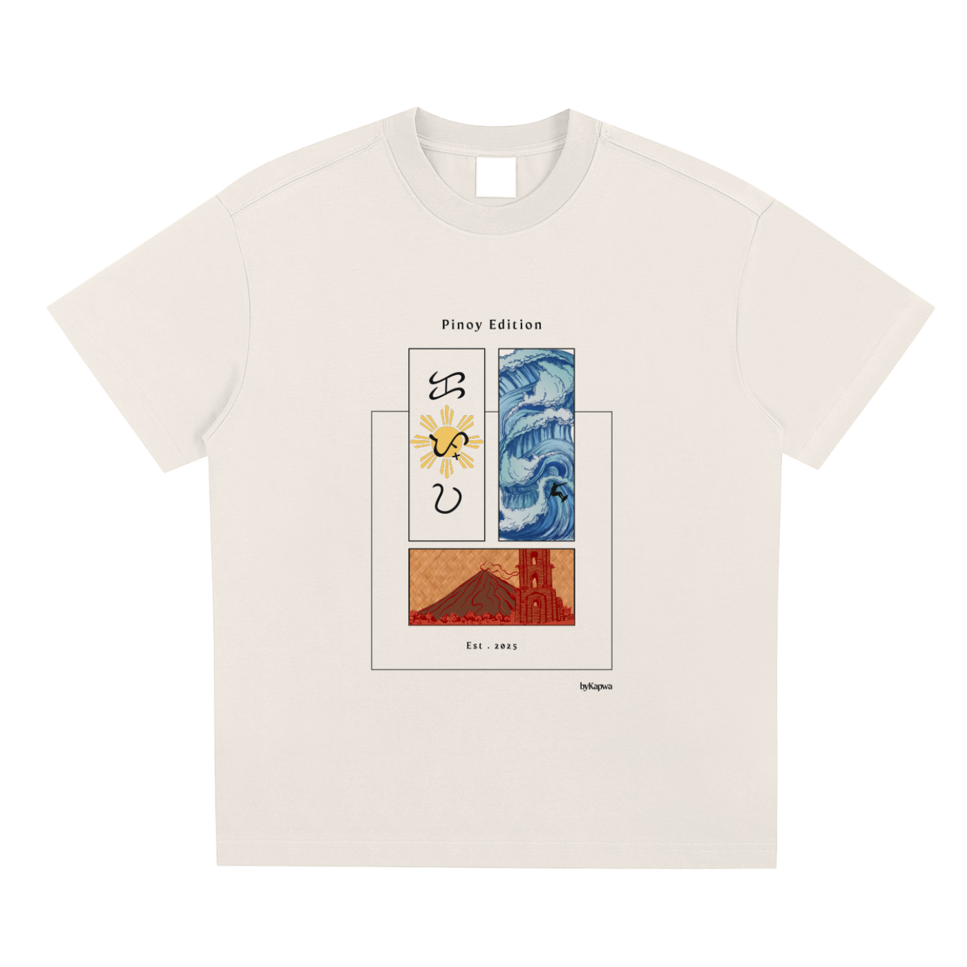 Pinoy Edition,Filipino,Mayon Volcano,Waves,T-Shirt,Tee
