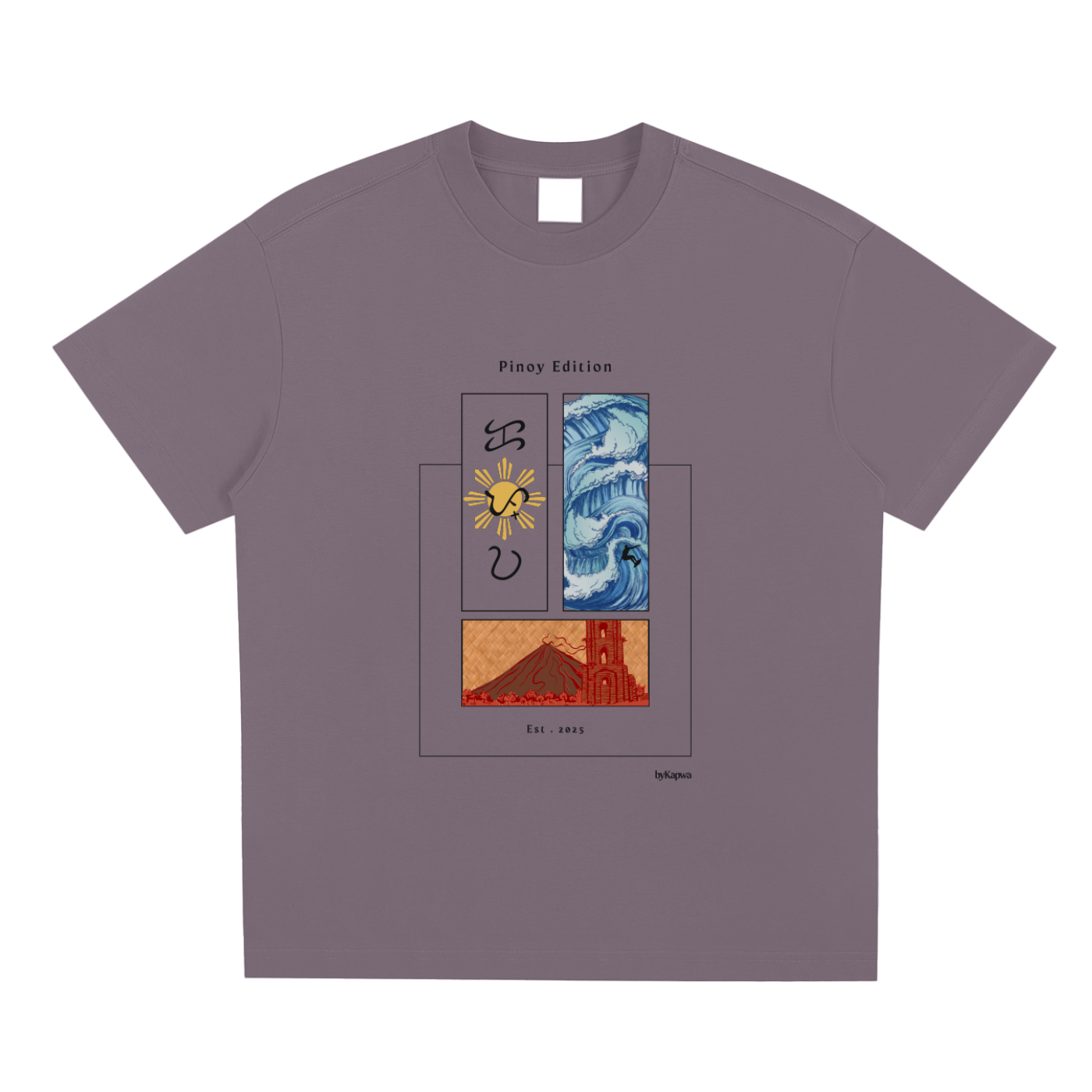 Pinoy Edition,Filipino,Mayon Volcano,Waves,T-Shirt,Tee