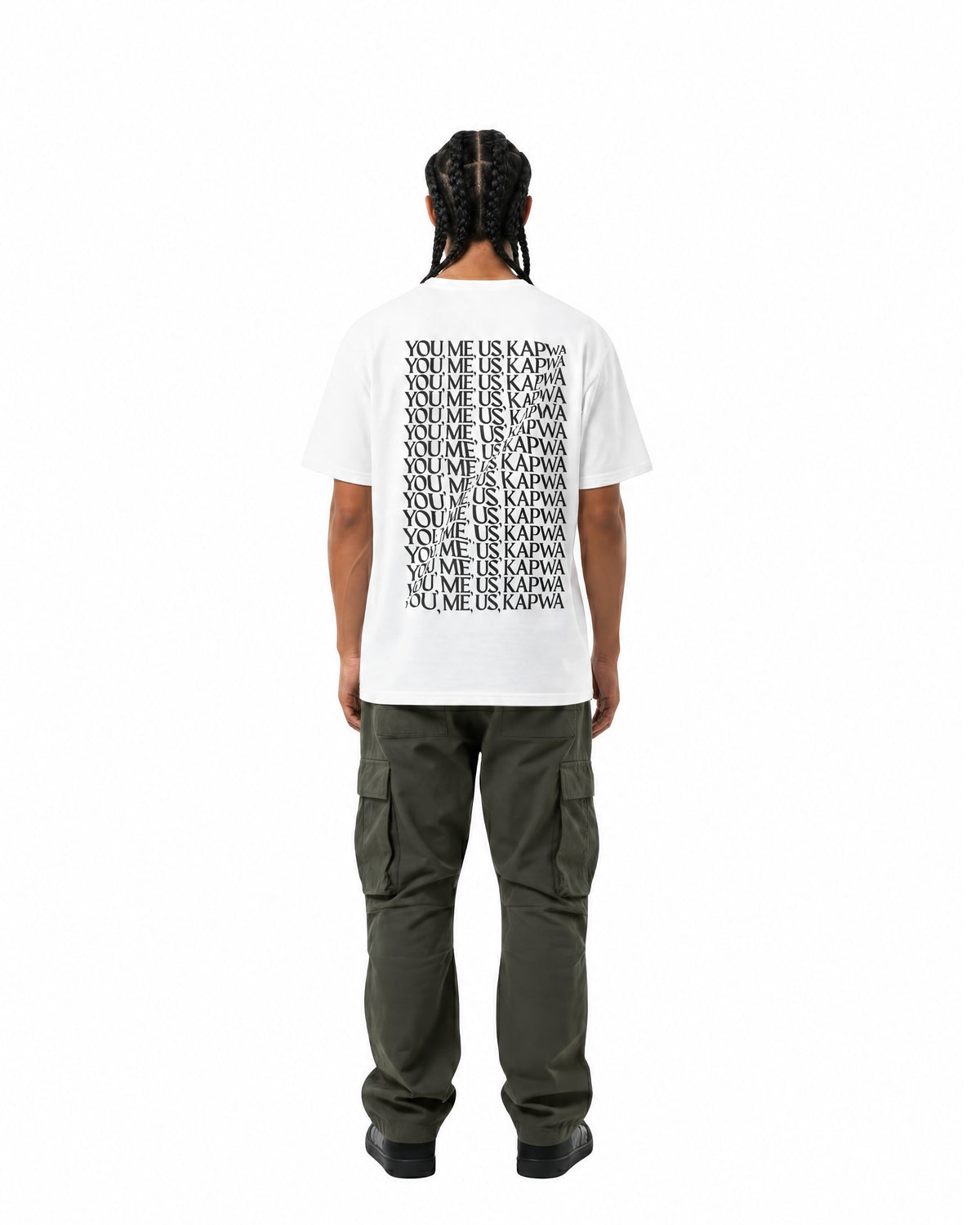 byKapwa Studio | You Me Us Kapwa Wave Tee - Light | T-Shirt Weiß | Model Mann Rückseite