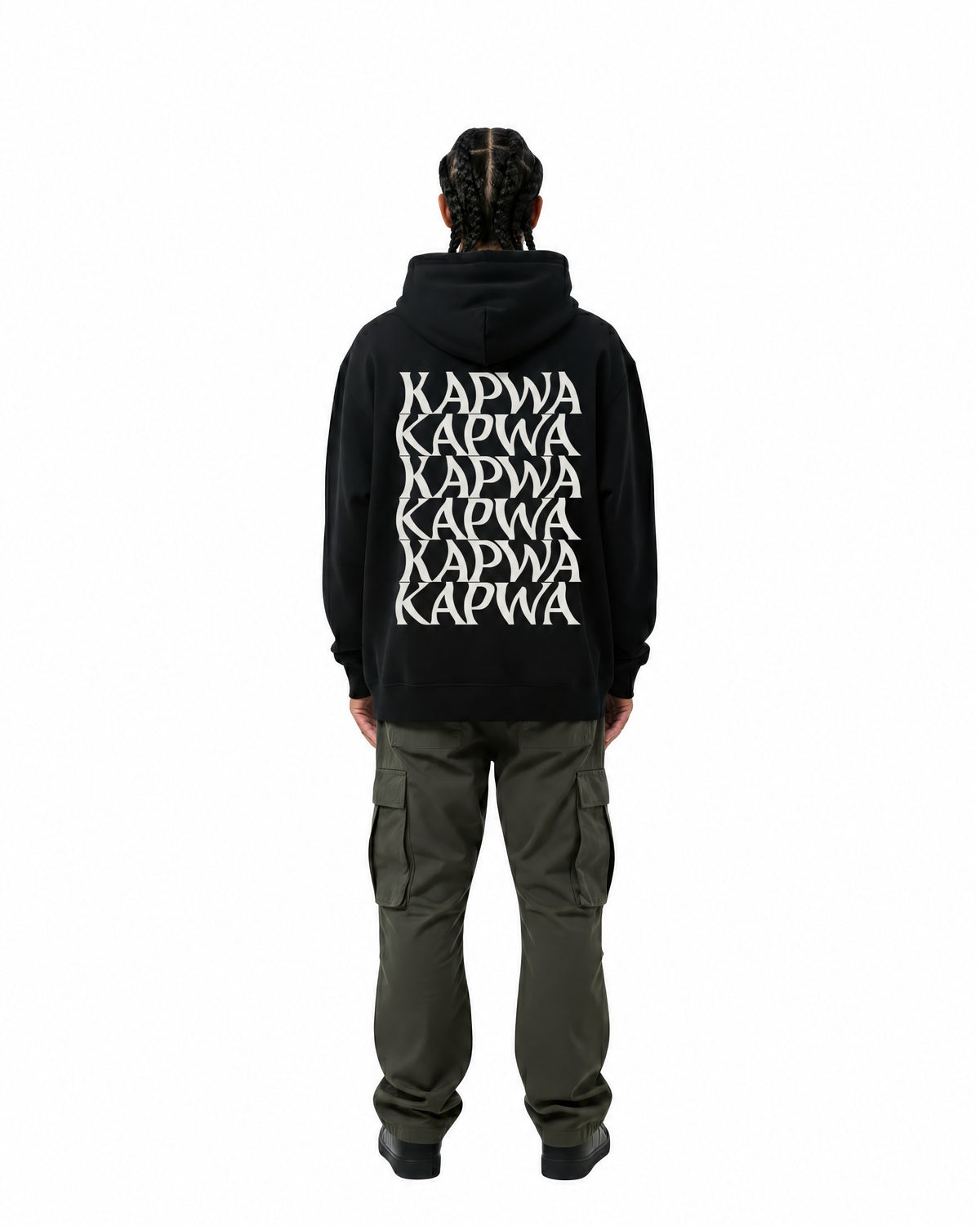 byKapwa Studio | Kapwa Wave Hoodie - Dark | Hoodie Schwarz | Model Mann Rückseite