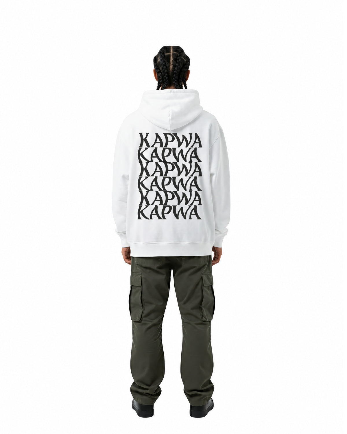 byKapwa Studio | Kapwa Wave Hoodie - Light | Hoodie Weiß | Model Mann Rückseite