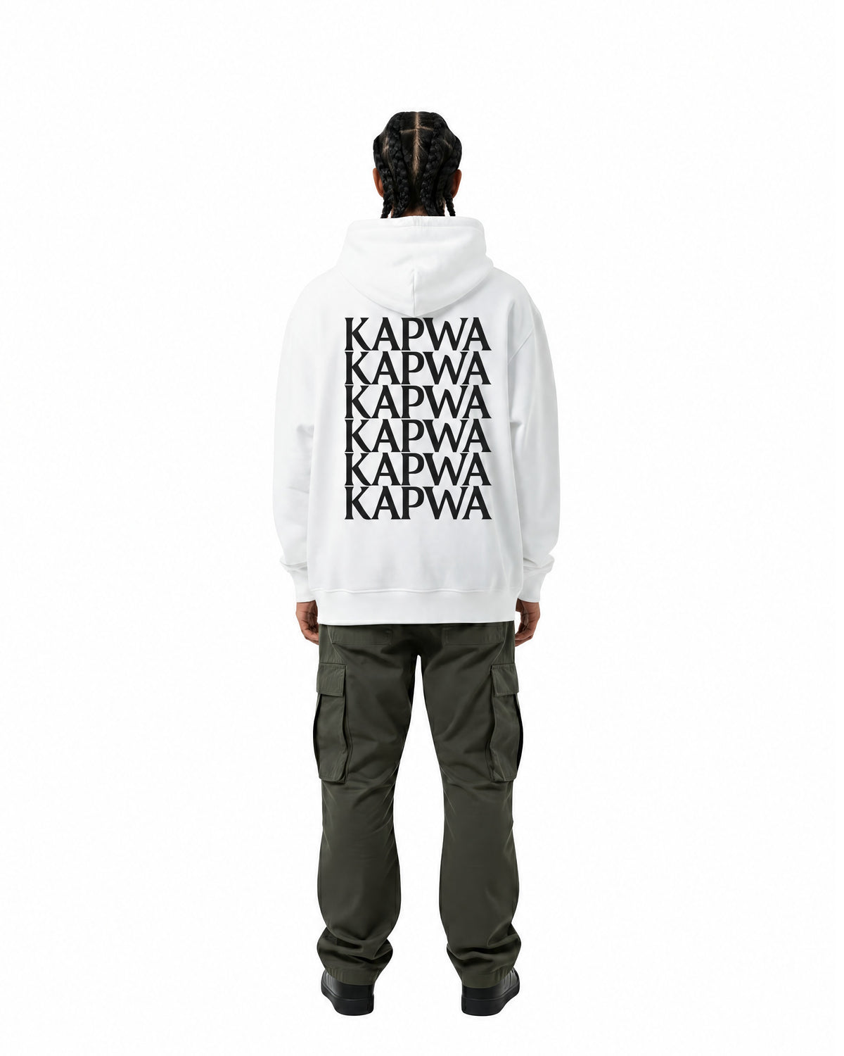 byKapwa Studio | Kapwa Repeat Hoodie - Light | Hoodie Weiß | Model Mann Rückseite