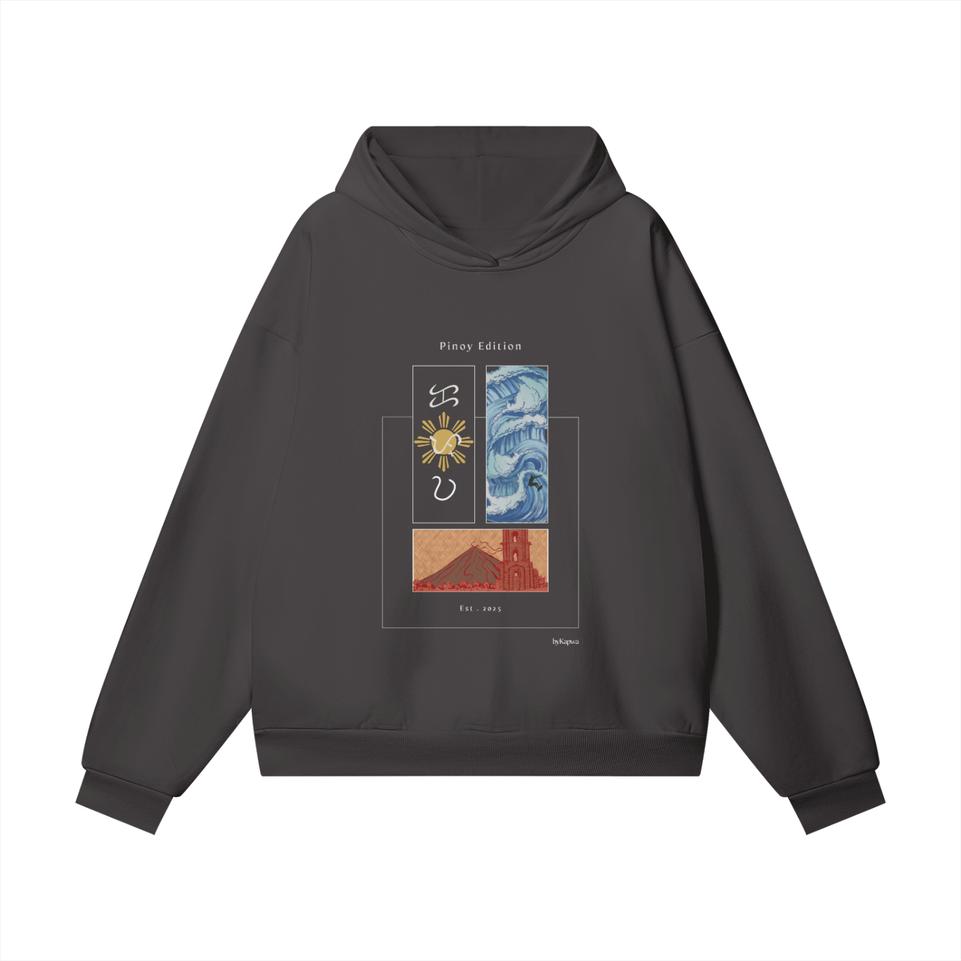 Pinoy Edition,Waves,Mayon Volcano,Filipino,Kapwa,Hoodie