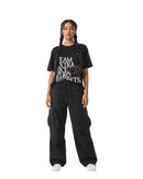 byKapwa Studio | Team Extra Rice - Dark | T-Shirt Schwarz | Model Frau Vorderseite