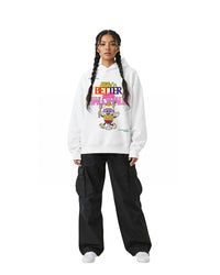byKapwa Studio | Life’s Better with Halo-Halo Hoodie | Hoodie Weiß | Model Frau Vorderseite