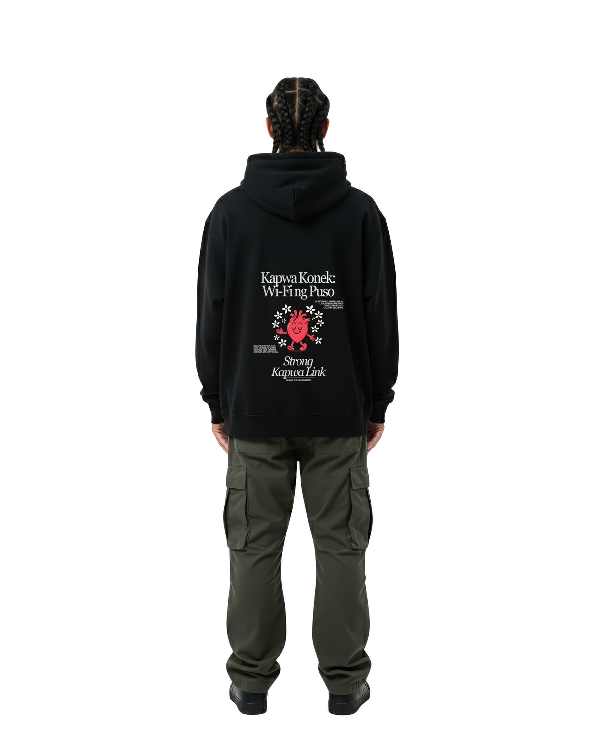 byKapwa Studio | Kapwa Konek Hoodie - Dark | Hoodie Schwarz | Model Mann Rückseite