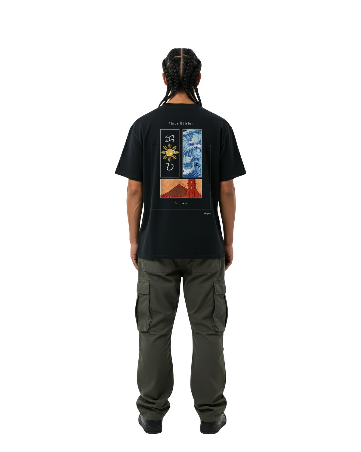 byKapwa Studio | Pinoy Edition Panels Tee - Dark | T-Shirt Schwarz | Model Mann Rückseite